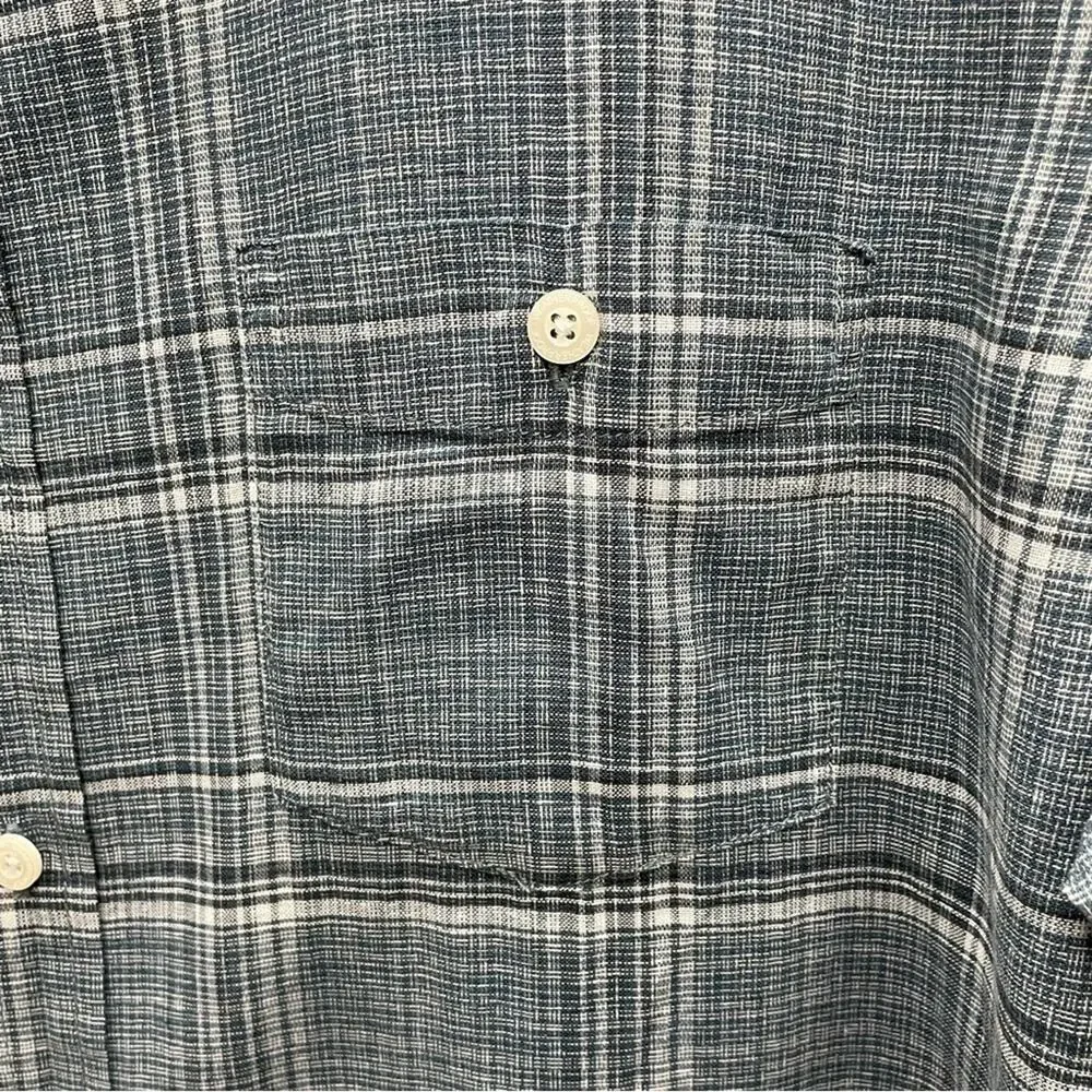 Weatherproof Vintage Men’s Blue Plaid Linen Shirt Size XXL